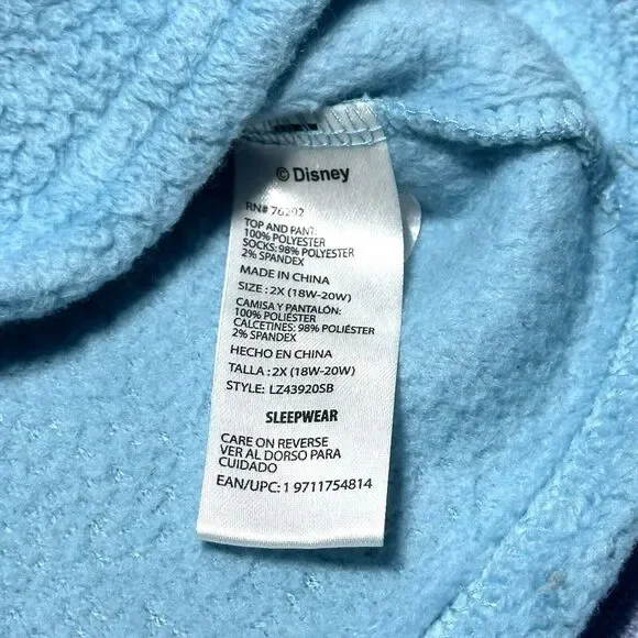 Disney 100th Anniversary Stitch Face Baby Blue Fleece Pajama Sweater‎ Women's 2X - Picture 6 of 10